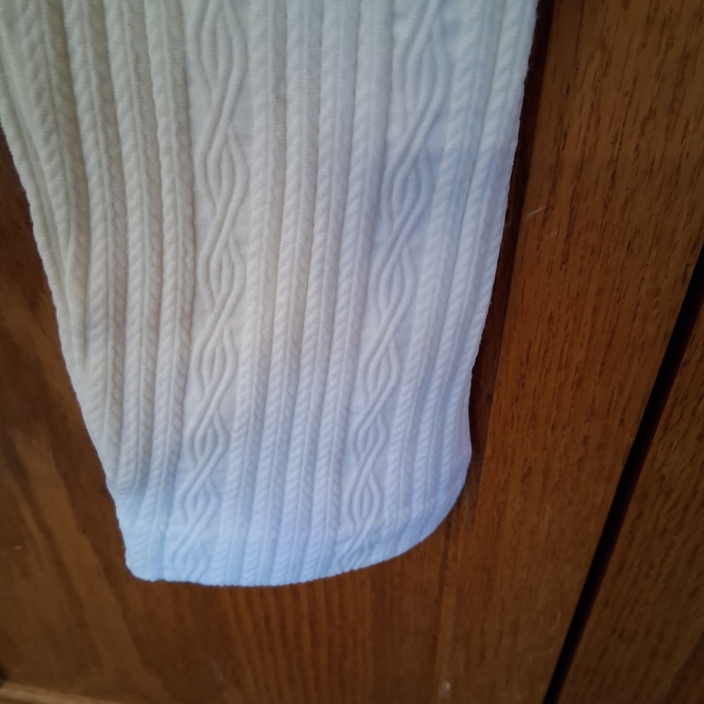 Cream Ribbed Leggings - Picture 2 of 3